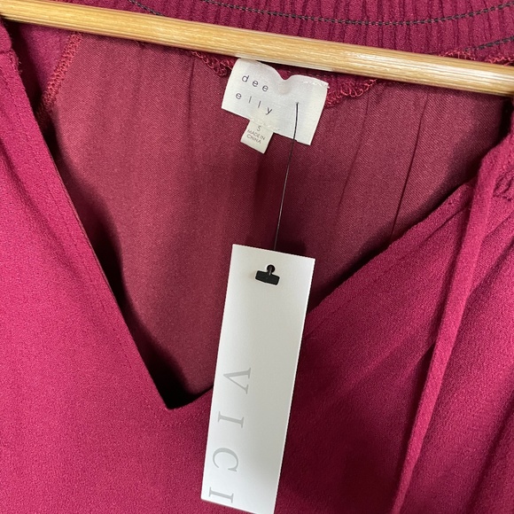 👑VICI Jonah Long Sleeve Ruffle Dress Wine! - Picture 4 of 5